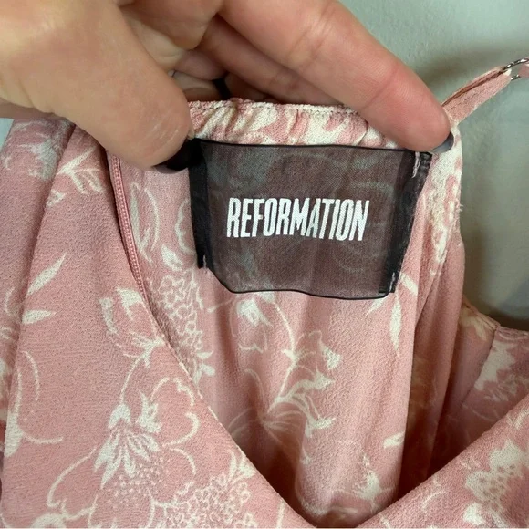 Reformation Asymmetrical Pink Floral Adora Dress size 4, Romantic - Picture 8 of 12